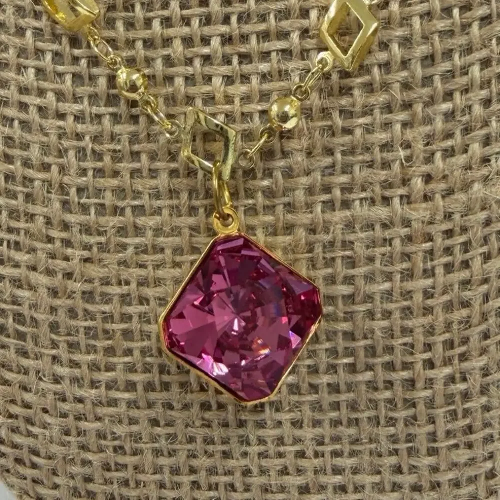 NEW!  Rose necklace kaleidoscope Crystal made‎ by Swarovski Pendant beaded chain - Picture 2 of 7